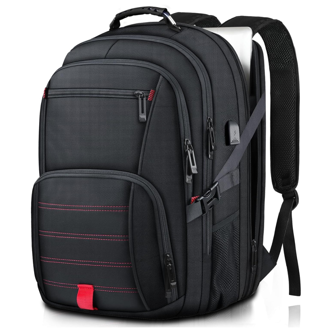 Men's 17.3" 50L Water Resistant Laptop Backpack W/ USB Port