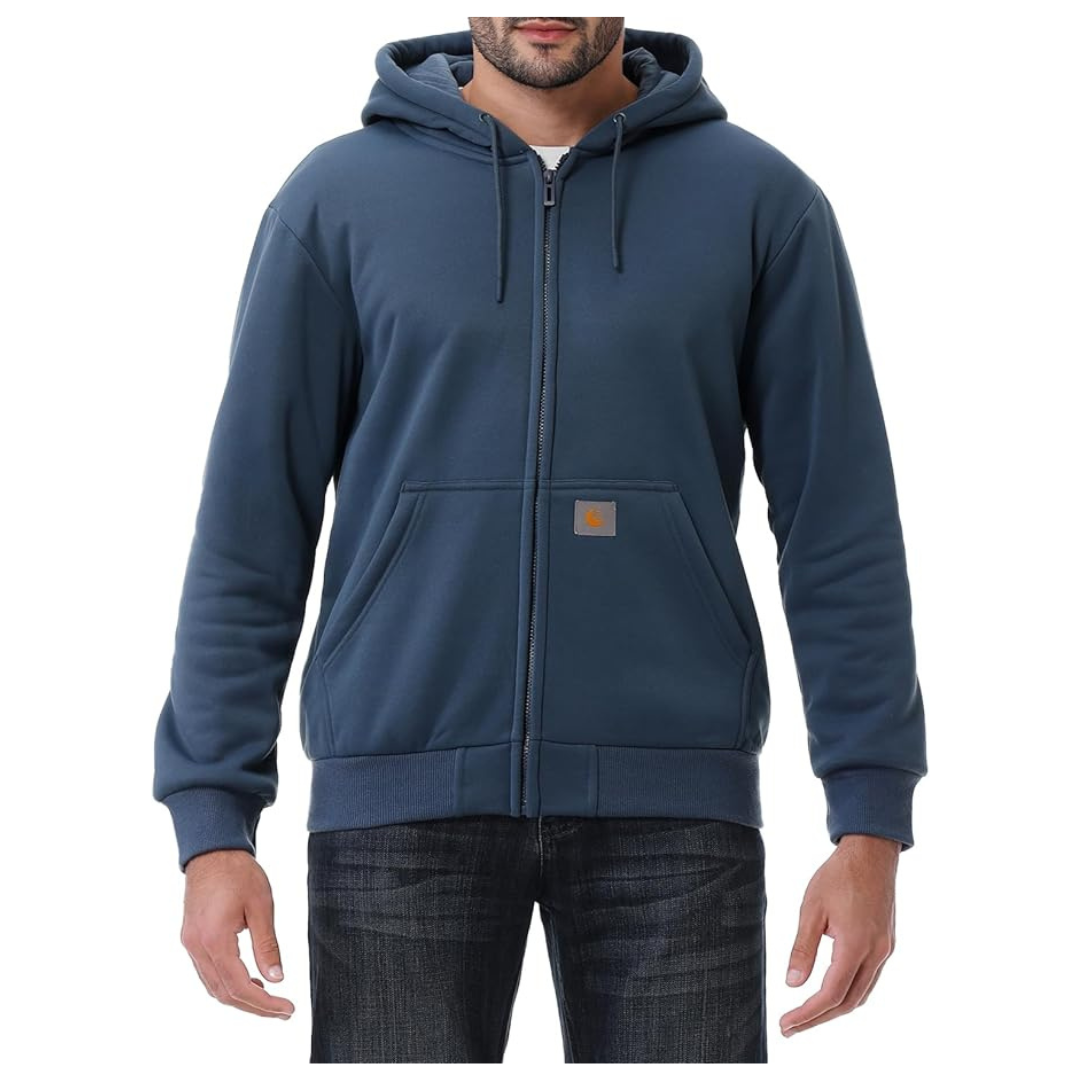Men's Loose Fit Heavyweight Full Zip Fleece-Lined Hoodie