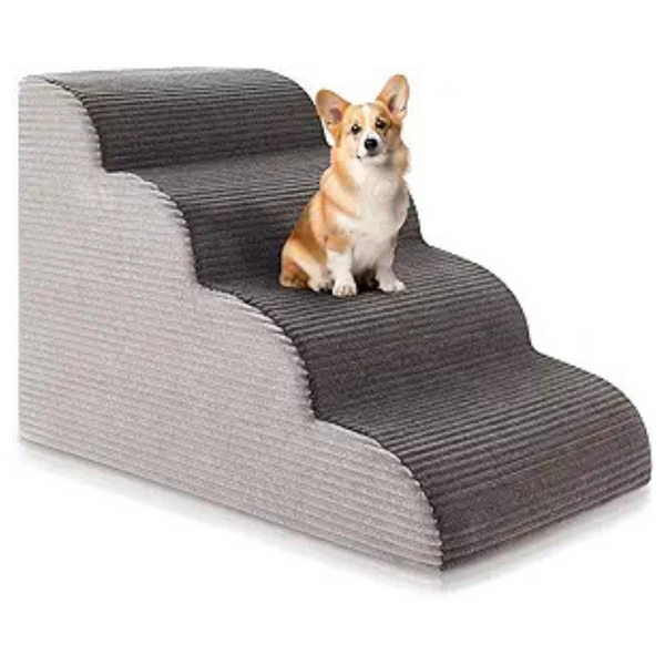 4-Tier 19.7"H Curved Dog Stairs Ramp