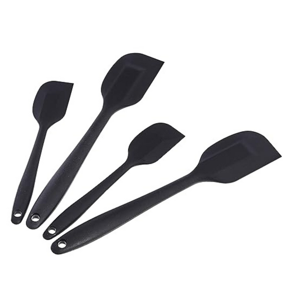 Amazon Basics Non-Stick Heat Resistant Rectangular Silicone Spatula Set, 2 Small & 2 Large Spatulas