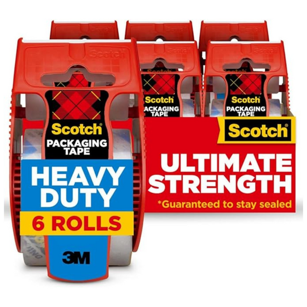 Scotch Heavy Duty Shipping And Moving Packing Tape (6 Tape Rolls With Dispensers)