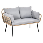 All-Weather Rattan 2-Seat Sofa With Cushions & Lumbar Pillows