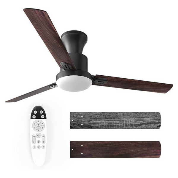 Obabala 42" Noiseless Flush Mount Ceiling Fan With Lights