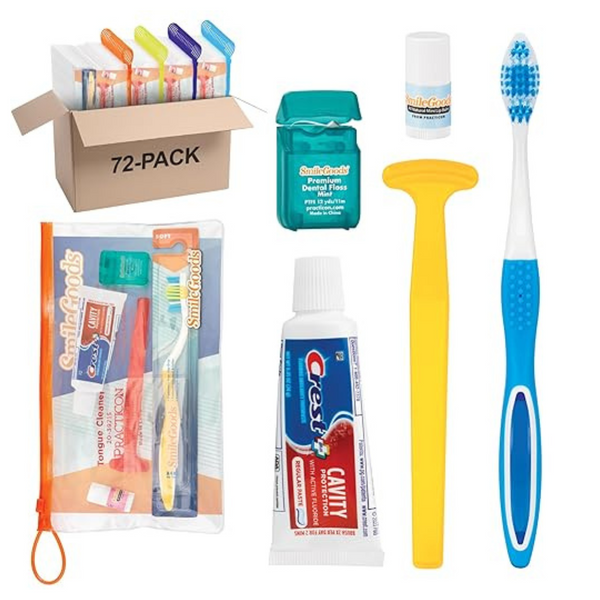 72-Pack Practicon Smilegoods Adult Deluxe Dental Care Kit