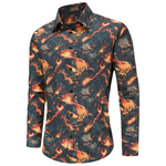Men's Pumpkin Long Sleeve Button Down Shirts (Various Colors)