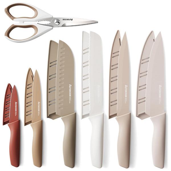 13-Pieces Stainless Steel Chef Knife Sets W/ 6-Blade Guards