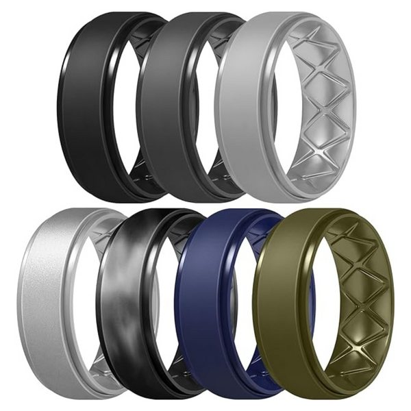 7-Pack Egnaro Men's Inner Arc Ergonomic Breathable Silicone Rings