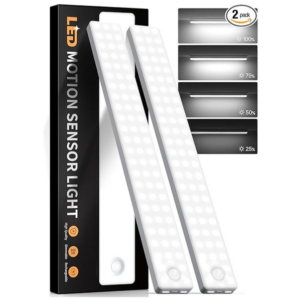 2-Pack Wireless Motion Sensor USB Rechargeable LED Stair Lights