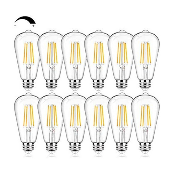 12-Pack ST64 Large Vintage 800Lumens LED Edison Bulbs