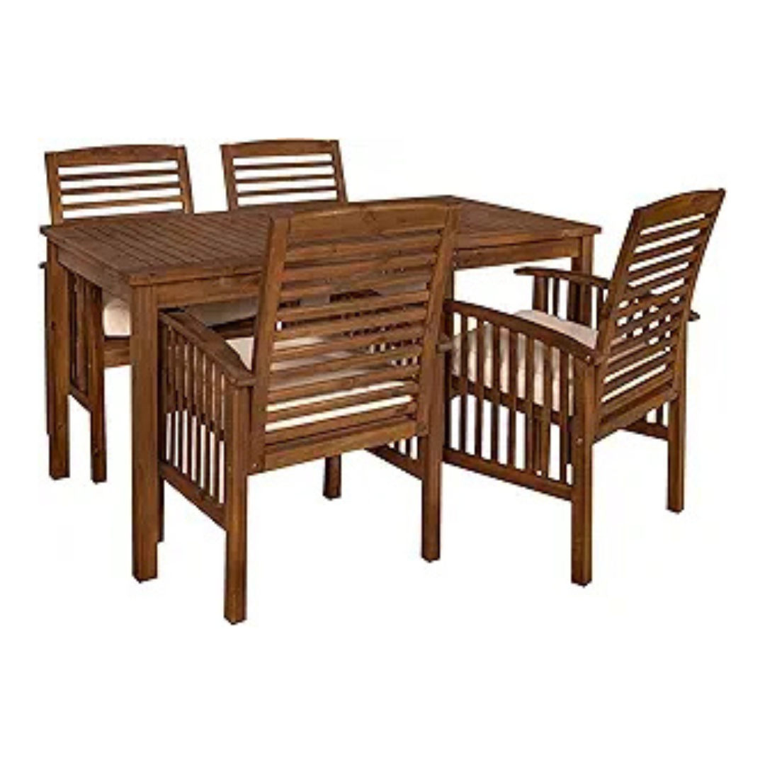 5-Piece Walker Edison Rendezvous Modern Acacia Outdoor Dining Set