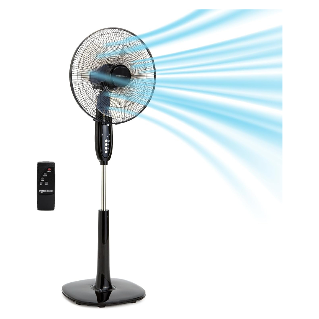 Amazon Basics 16" Oscillating Dual Blade Standing Pedestal Fan