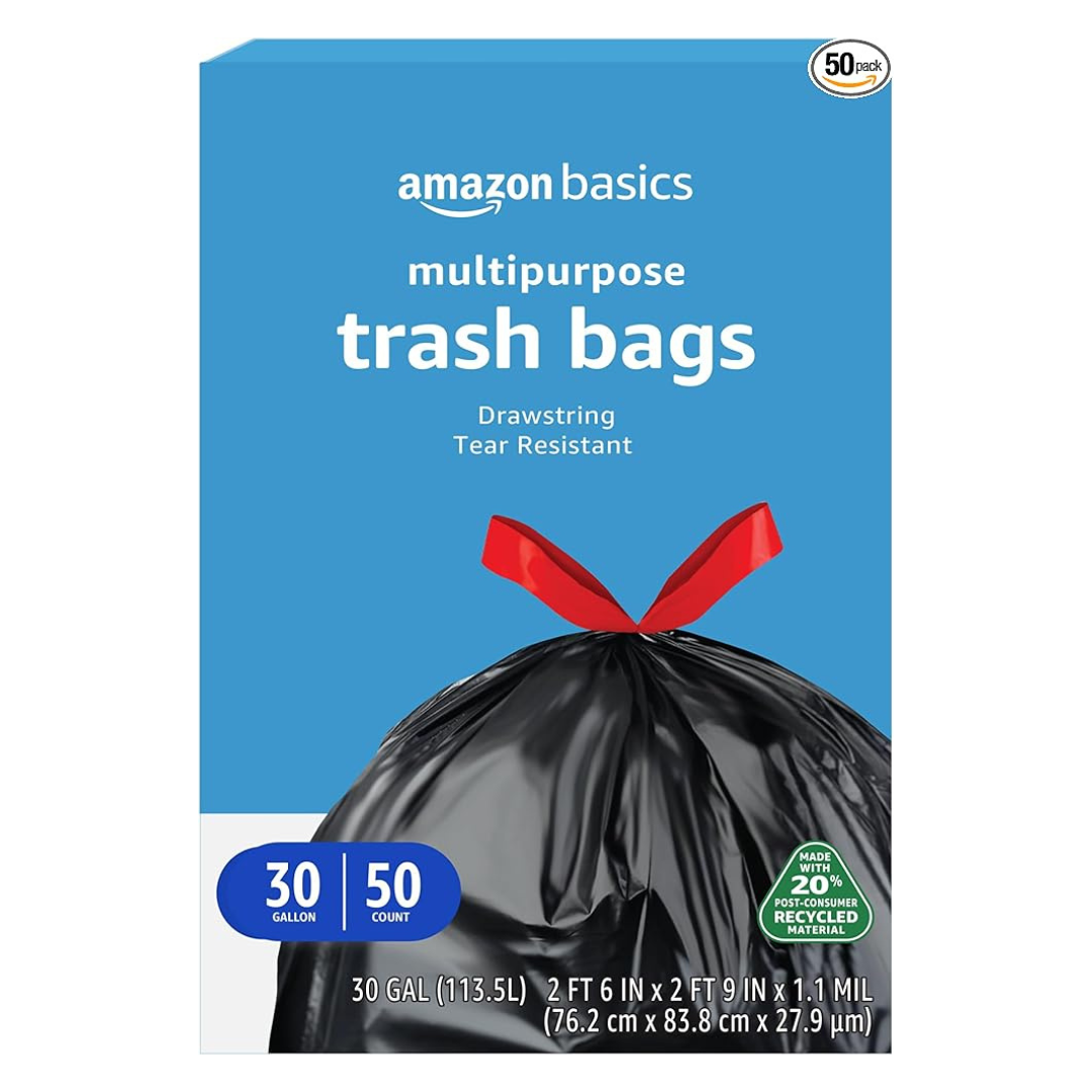 50-Count 30-Gallon Drawstring Trash Bags