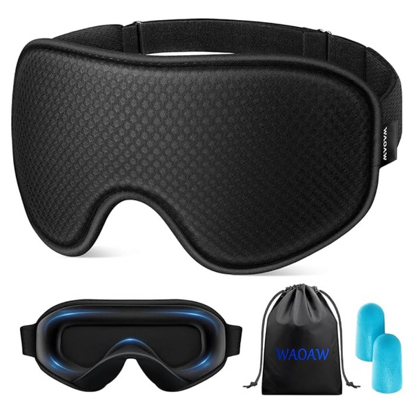 WAOAW Sleep Mask With 3D Eye Cups & Adjustable Strap