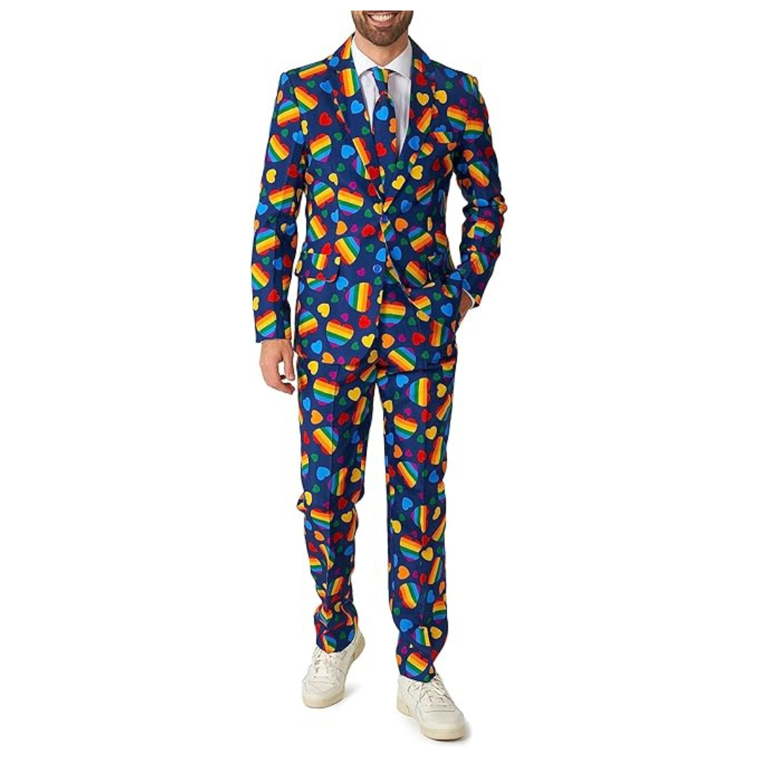Offstream Men's Rainbow Hearts Suit Costume