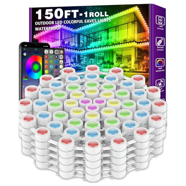 150-Ft Waterproof Permanent Outdoor RGB Lights W/ Smart App Control