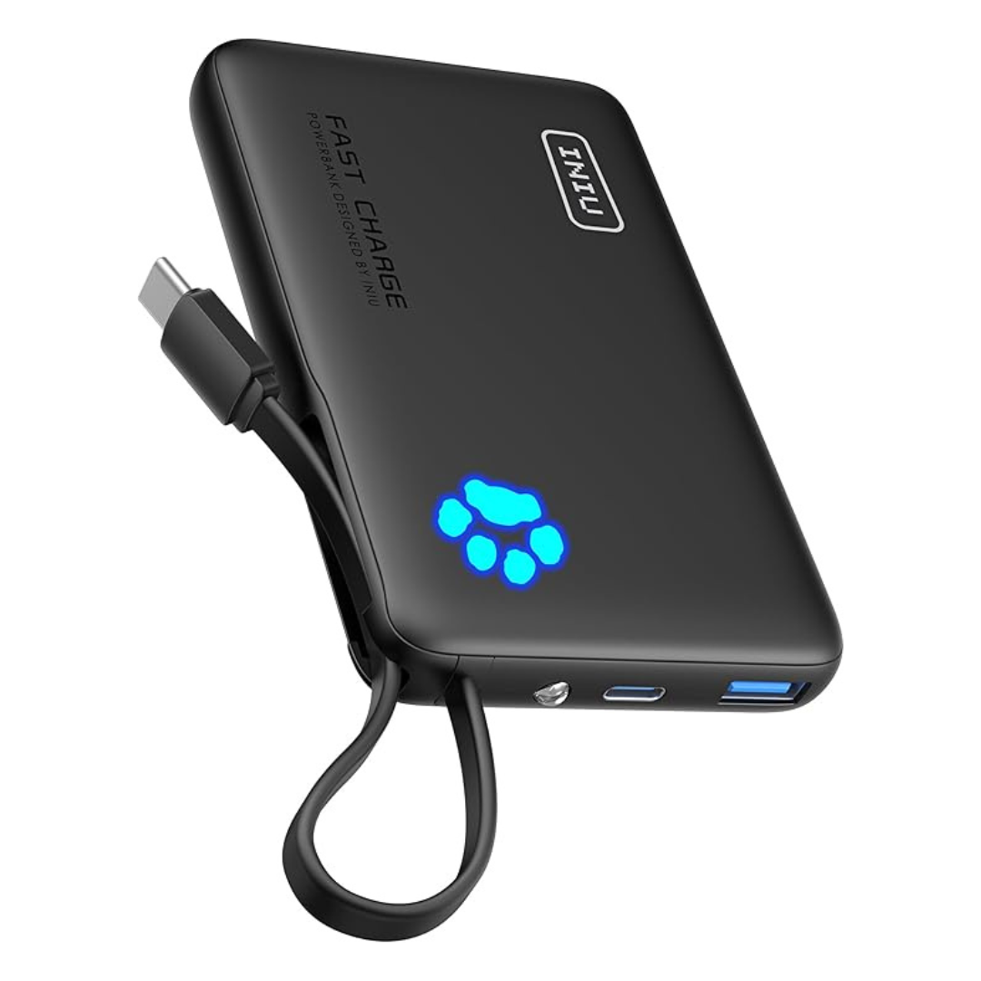INIU 45W 10000mAh Power Bank W/ Built-In USB C Cable