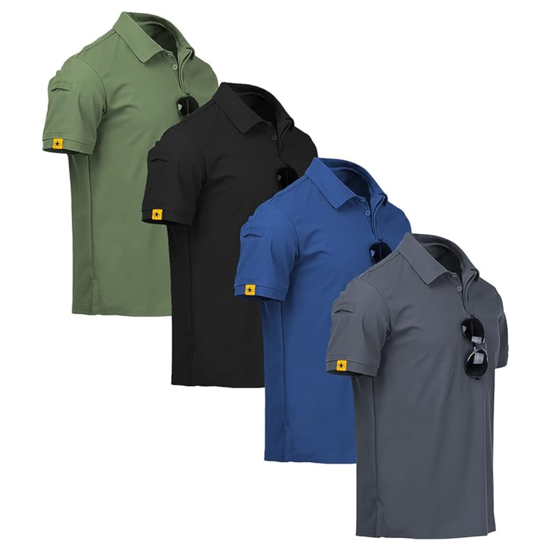4-Pack Men's Short Sleeve Sports Golf Tennis Polo Shirt