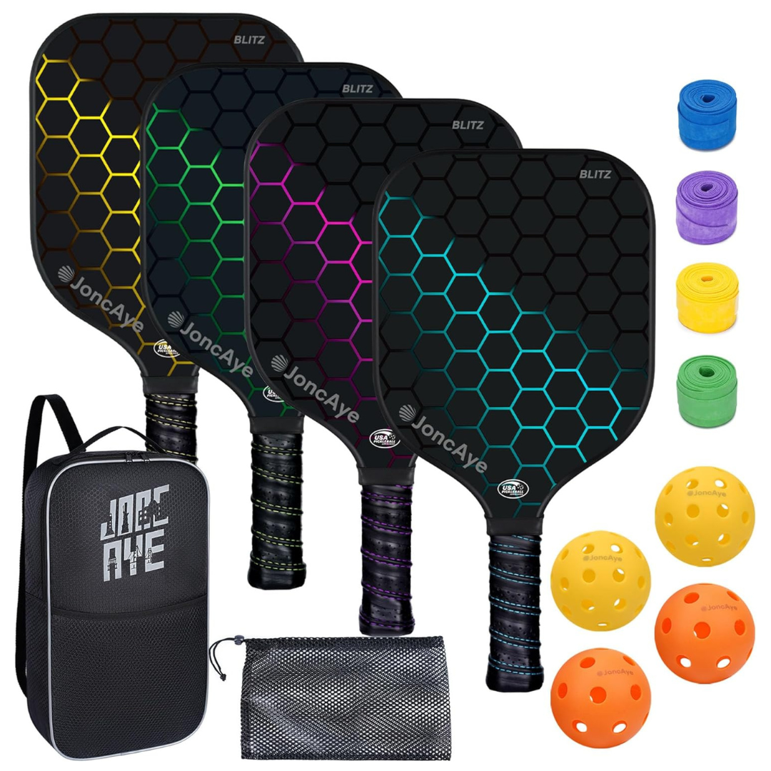 Set Of 4 JoncAye Pickleball-Paddles Equipment Rackets Set