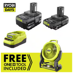 Ryobi ONE+ 18V Cordless Hybrid 7-1/2" Fan + 2Ah Battery + RYOBI ONE+ 18V Lithium-Ion Starter Kit