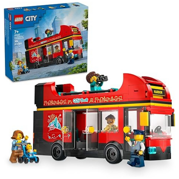 384-Piece LEGO City Red Double-Decker Bus Toy Vehicle Set (60407)