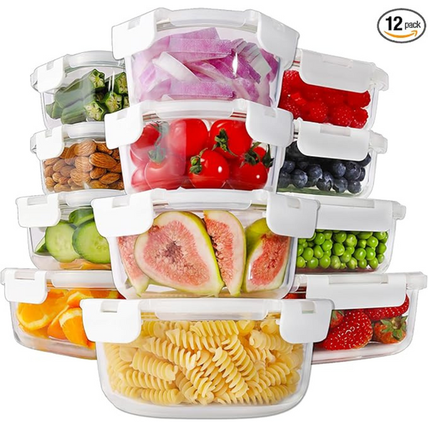 24-Piece Homberking Glass Food Storage Containers
