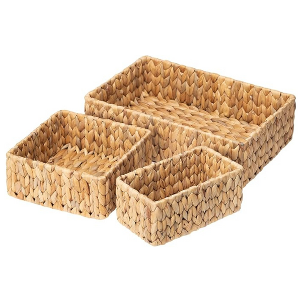 3-Pack FairyHaus Hand Woven Large And Small Wicker Storage Baskets Set