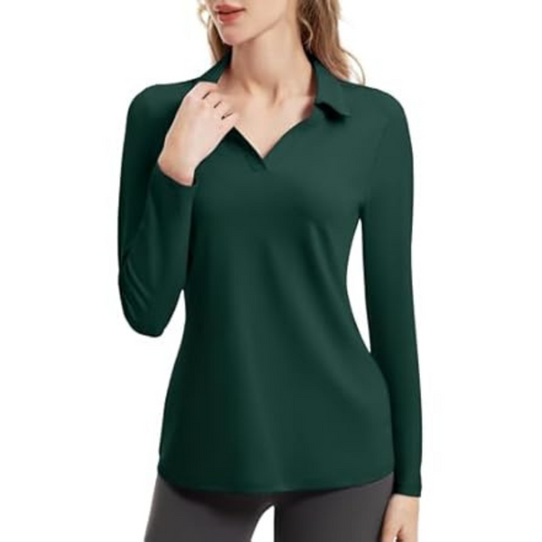 Women's Long Sleeved Sport Activewear V-Neck Top (Various)