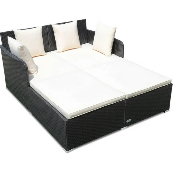 Giantex Rattan Daybed Patio Loveseat Sofa Set