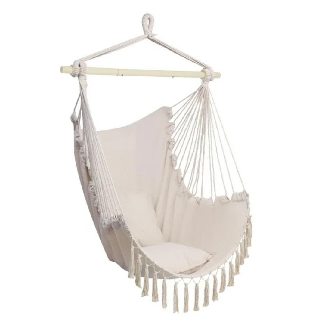 Zimtown Hammock Chair Swing With 2 Cushions (Beige)
