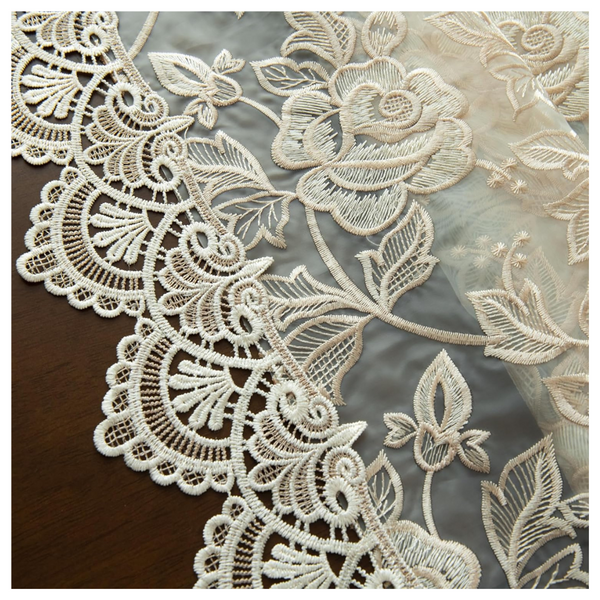 60" x 102" Organza Embroidery Lace Floral Tablecloth