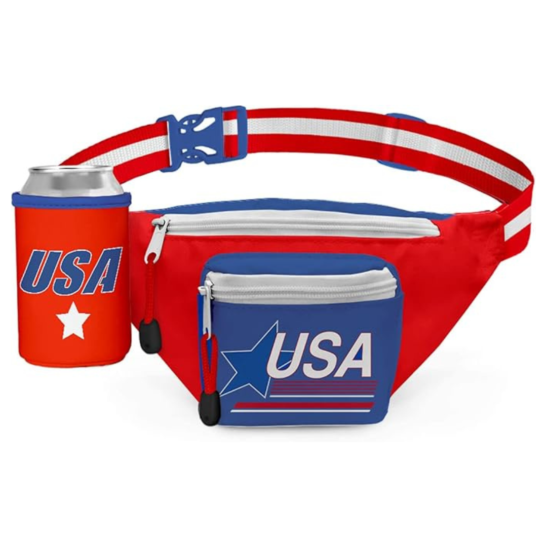 Tipsy Elves American Flag Fanny Packs With Drink Holder