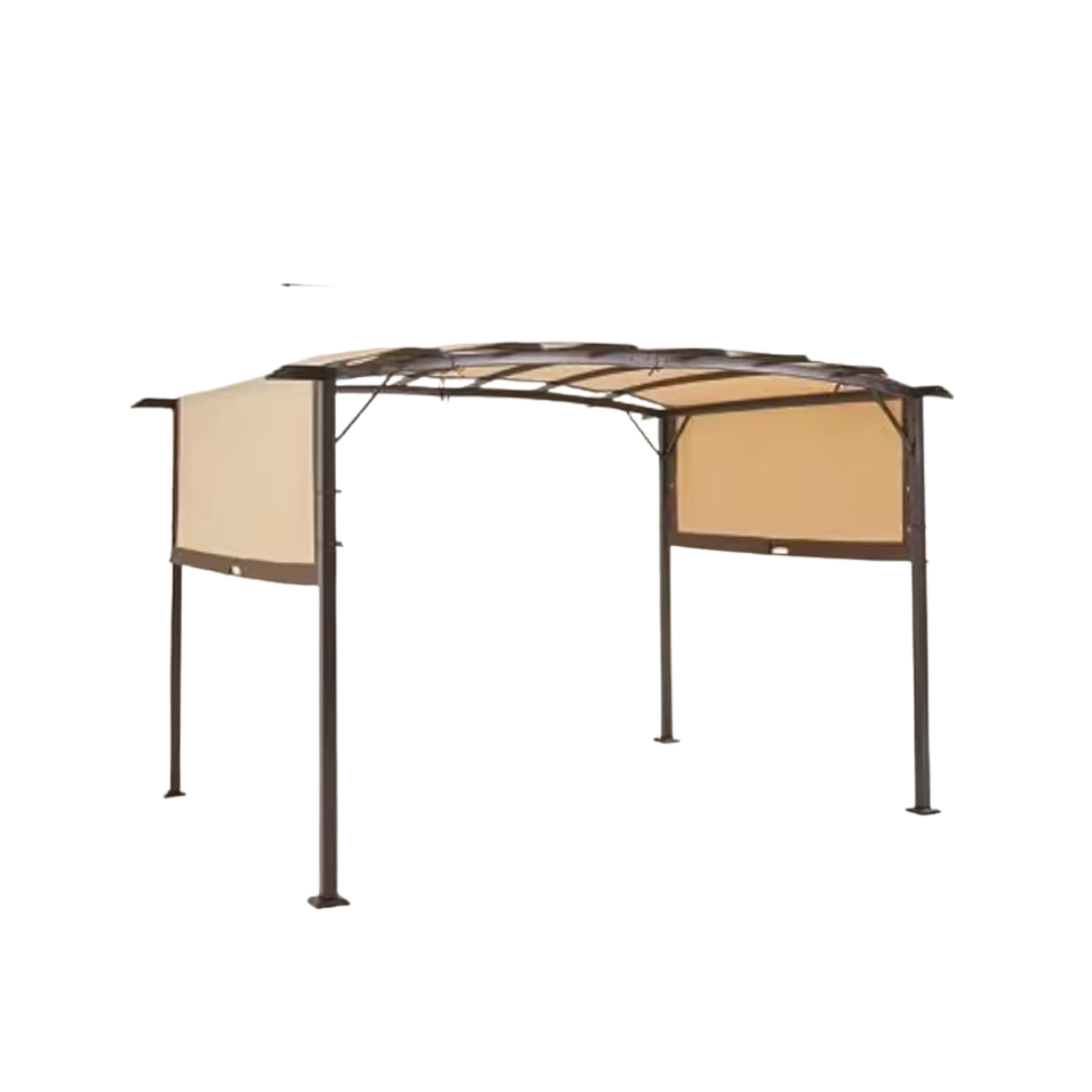 9x12-Foot Retractable Metal Pergola With Sun Shade Canopy