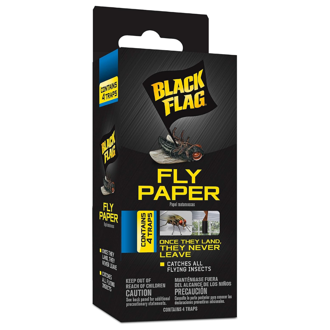 96-Count Black Flag Fly Paper Insect Trap (4-Trap Per Pack)
