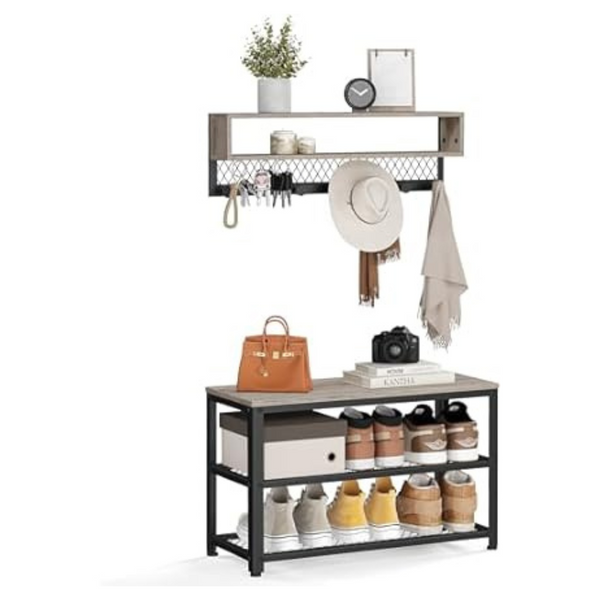 VASAGLE Coat Rack Shoe Bench Set