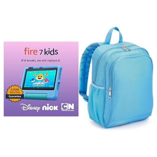 16GB Amazon Fire 7" Kids Tablet (Newest Model) + Kids Backpack (2 Colors)