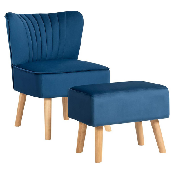 Giantex Velvet Accent Chair With Ottoman