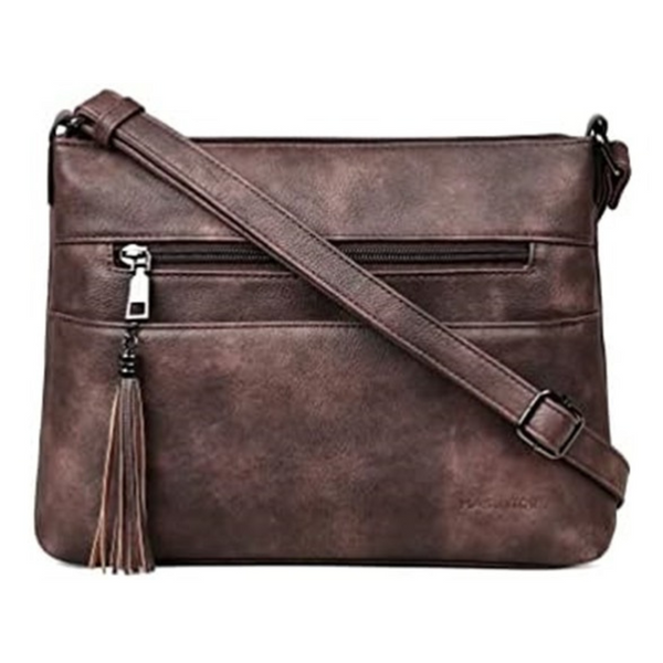 Women's Lightweight Soft Leather Crossbody Handbags (Vintage Coffee)