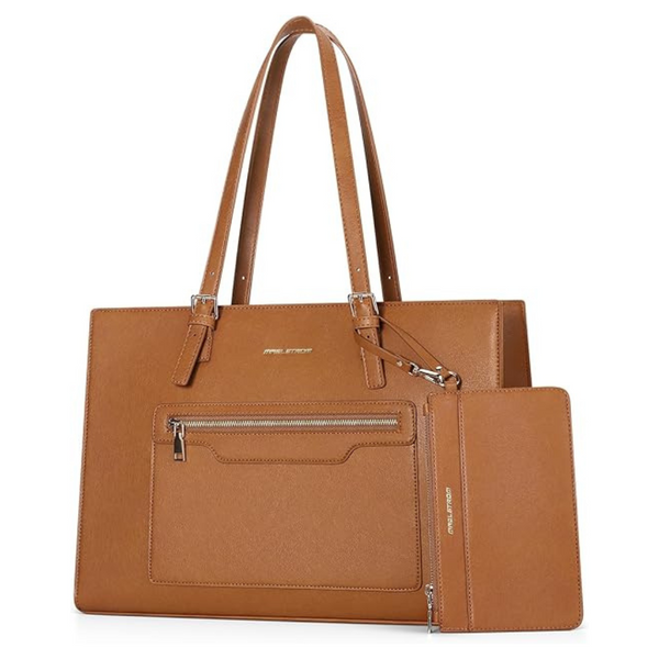 Maelstrom Women's Leather Tote 15.6" Laptop Bag With Matching Clutch