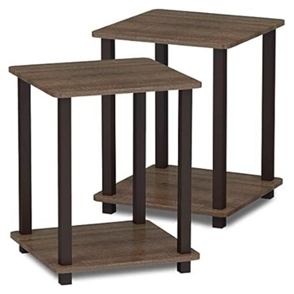Set Of 2 Furinno Simplistic 15.6"D x 15.6"W x 19.6"H Square End Table