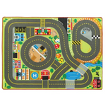 Melissa & Doug Jumbo Roadway Activity Rug, 4 Wooden Traffic Signs (79″L X 60″W)