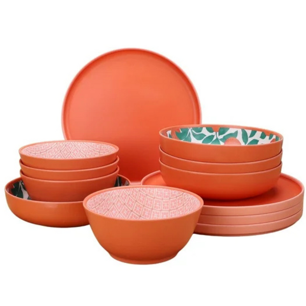 Mainstays By Becky G. & Alejandra Bamboo Melamine 12-Piece Dinnerware Set