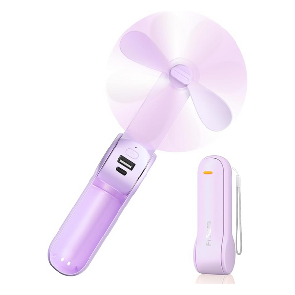 FrSara M18 Rechargeable Pocket Fan With 2000mAh Power Bank (Purple)
