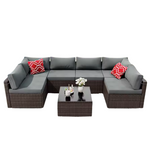 7-Piece Outdoor Sectional Sofa Set With Coffee Table