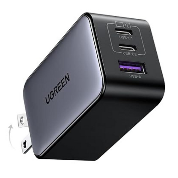 65W Ugreen Nexode GaN 3-Port USB-C & USB-A Foldable Charger