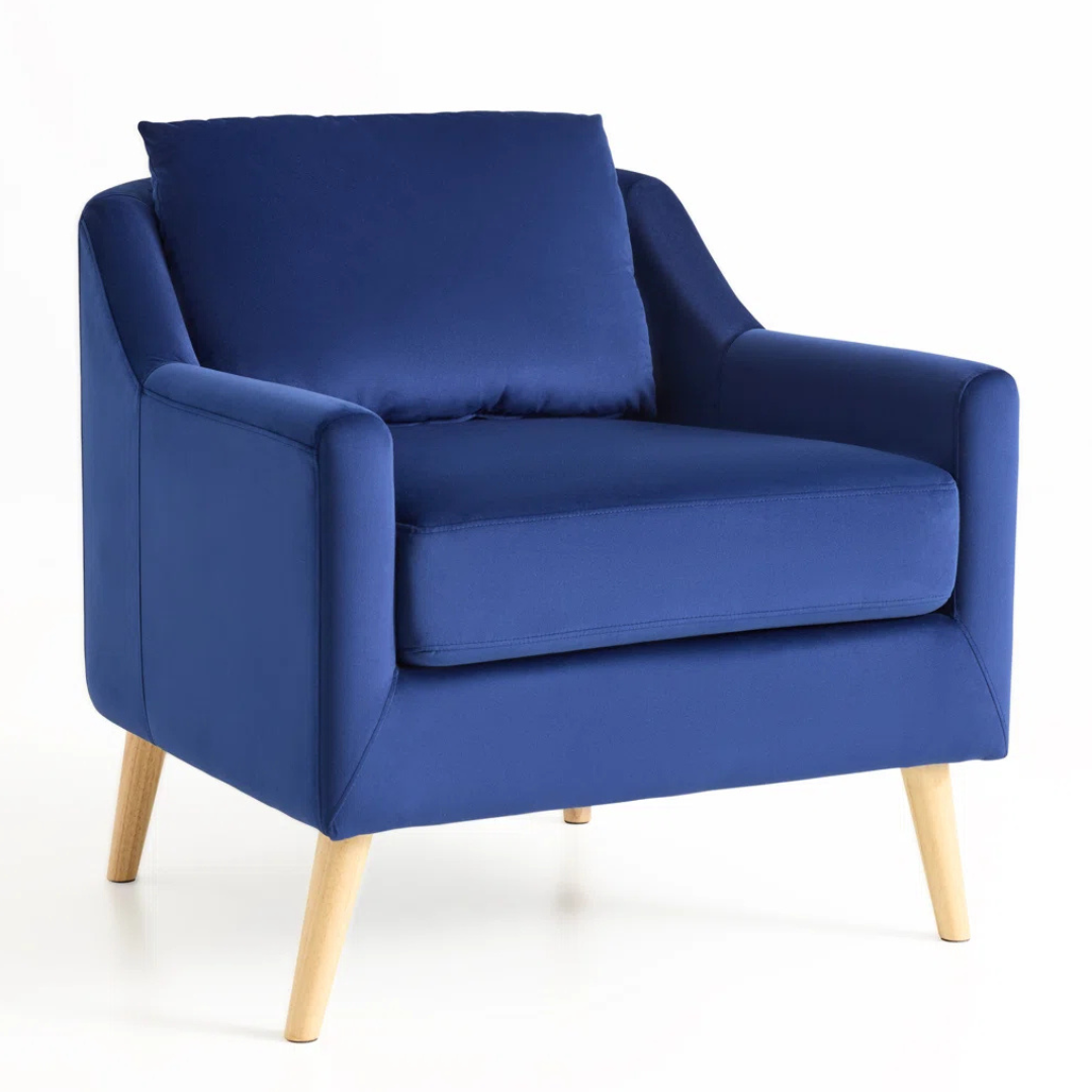 Willa Arlo Interiors Klem Velvet Armchair (Navy Blue Velvet)