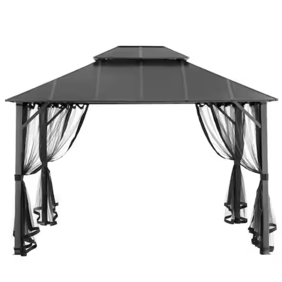 Hampton Bay Parksbury 10ft x 12ft Antique Pewter Hard Top Gazebo
