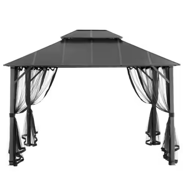 Hampton Bay Parksbury 10ft x 12ft Antique Pewter Hard Top Gazebo
