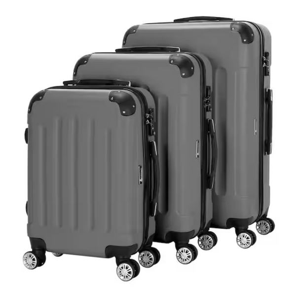 3-Piece Dark Gray Large Traveling Spinner Luggage Set