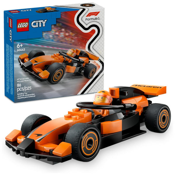 LEGO City F1 Driver With McLaren Race Car Model Racing Playset (60442)
