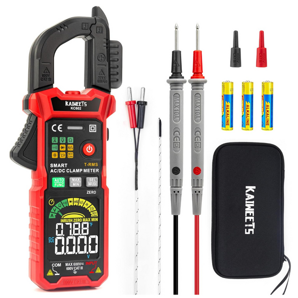 KC602 AC/DC Current Voltage Smart Digital Clamp Meter With D-Shaped Jaws